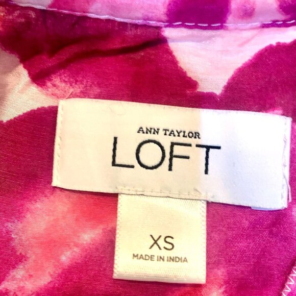 ANNE TAYLOR LOFT - Fairycore Floral Ruffle Silk Sleeveless Blouse XS - Picture 6 of 9